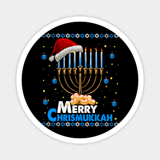 Merry Chrismukkah Ugly Xmas Funny Hanukkah Christmas Magnet